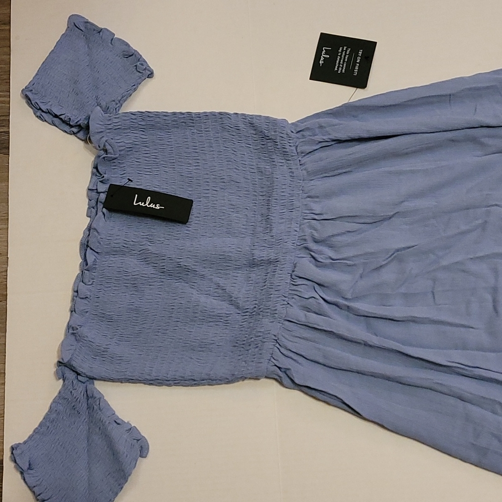 Lulu's Lavender Blue Off-Shoulder Maxi Dress - Picture 3 of 3